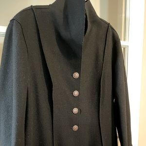 Anne Klein Long Wool Coat, Black, Size 14